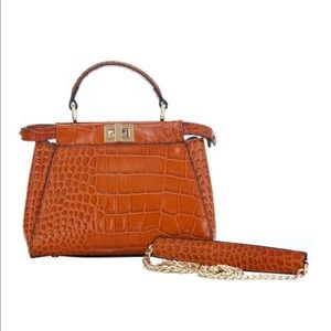 Cognac Petite Isabelle Leather Satchel
